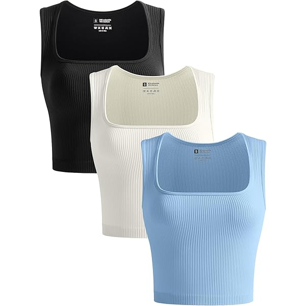 Amazon.com: OLCHEE Womens 3 Pack Crop Tank Tops Basic Seamless